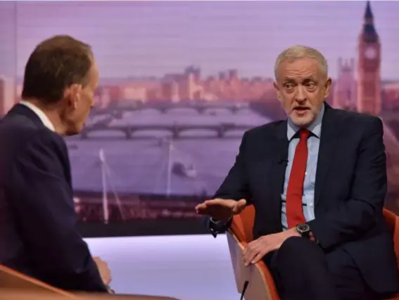  ??  ?? The Labour leader on ‘The Andrew Marr Show’ yesterday (Reuters)