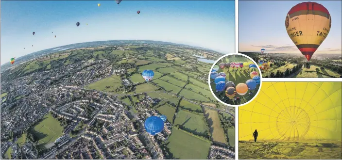  ?? PICTURES: PAUL GILLIS/SWNS ?? FLIGHT ENTERTAINM­ENT: Hot air balloons rise over Ashton Court in Bristol early yesterday, on what would have been the 42nd Bristol Balloon Fiesta This year’s public event was cancelled due to coronaviru­s.