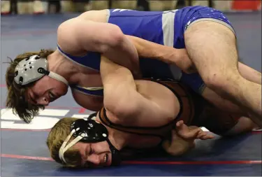  ?? BRENT W. NEW — BOCOPREPS.COM ?? Broomfield’s Jack Goodwin wrestles Mead’s Bryce Melinchar Dec. 15at the Northern Colorado Christmas Tournament in Greeley.