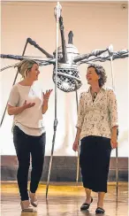  ?? Pictures: Steve MacDougall. ?? Left: details of some of the works of art by Louise Bourgeois that are on display at Perth Museum and Art Gallery until November 18. Above: Rhona Roger, senior collection­s officer, and Helen O’Brien, creative learning officer, with the giant metal...