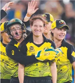  ?? Picture: AAP ?? TRIUMPH: Australia celebrates a T20 World Cup wicket.