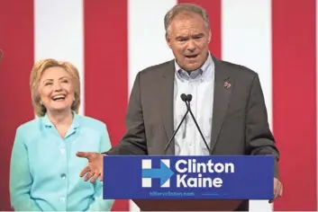  ?? DAVID ALBERS, USA TODAY ?? Tim Kaine’s selection as Hillary Clinton’s running mate was the result of incredible secrecy.