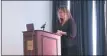 ??  ?? LVORC President Caitlin SteinMiner makes opening remarks.