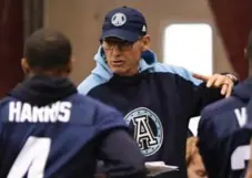  ?? SEAN KILPATRICK/THE CANADIAN PRESS ?? Mild-mannered Marc Trestman gets his point across in a number of subtle ways, leading the Boatmen to the big game in his first season in Toronto.