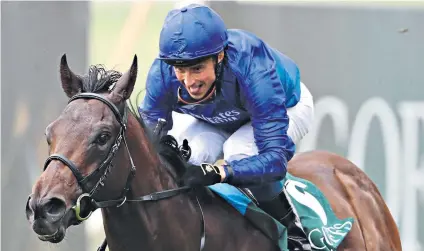  ??  ?? The special one: Pinatubo carries William Buick well clear of some smart rivals in the National Stakes yesterday