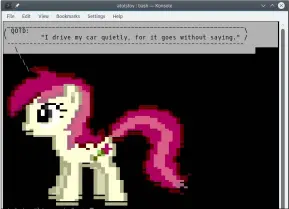  ??  ?? Add some Brony appeal to your .bashrc profile with fortune | ponysay.