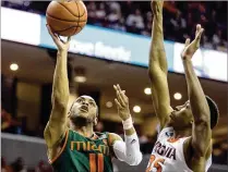  ?? CHET STRANGE / GETTY IMAGES ?? Bruce Brown of the Miami Hurricanes hopes his foot injury heals in time for him to play a starring role this month as opposed to a coaching role.