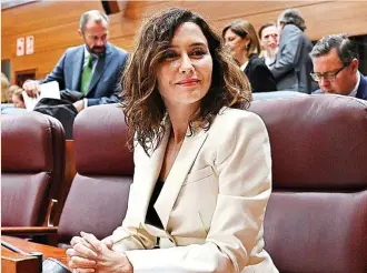  ?? ?? La presidenta de la Comunidad de Madrid, Isabel Díaz Ayuso, ayer.