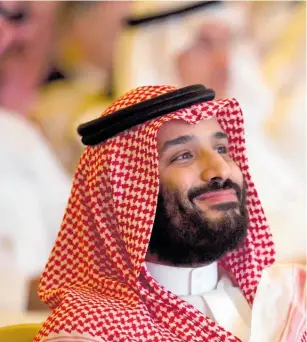  ??  ?? Mohammed bin Salman appeared in a positive mood in Riyadh yesterday.