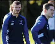  ??  ?? Rangers midfielder Andy Halliday trains