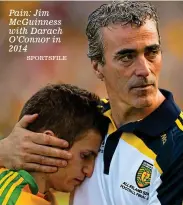  ?? SPORTSFILE ?? Pain: Jim McGuinness with Darach O’Connor in 2014