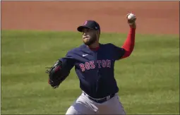  ?? THE ASSOCIATED PRESS ?? Boston Red Sox starting pitcher Eduardo Rodriguez throws a pitch against the Baltimore Orioles during the first inning of a baseball game, Thursday,
April 8, 2021, on Opening Day in Baltimore.