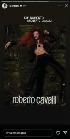  ?? ?? Mert Alas' Instagram post in tribute to Roberto Cavalli.