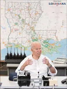  ??  ?? BIDEN. Visitó ayer el estado de Luisiana, el primero golpeado por Ida.