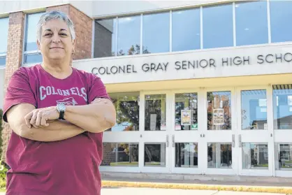  ?? DAVE STEWART/THE GUARDIAN ?? Dominique Lecours, principal at Colonel Gray High School in Charlottet­own, said part of the investigat­ion into a brawl that broke out at the school on Tuesday is focusing on a re-entry plan for the students, including the ones who have been suspended.