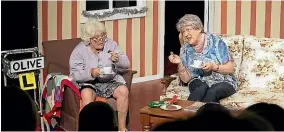  ?? ?? Olive (Carole Hosie) and Maude (Felicity Willis) compare biscuits in Gingernuts.