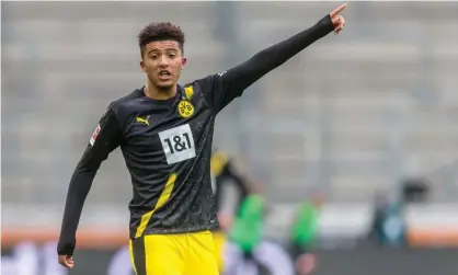  ??  ?? Jadon Sancho in action for Borussia Dortmund against Augsburg on 26 September. Photograph: DeFodi Images/Getty Images