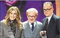  ?? Frederick M. Brown Getty Images ?? SHOAH Foundation honorees Rita Wilson and Tom Hanks, right, with foundation founder Steven Spielberg on Nov. 5.