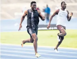  ?? RICARDO MAKYN/CHIEF PHOTO EDITOR ?? Rusheen McDonald (left) winning the men’s 400m with a time of 46.49 seconds at the Velocity Fest track meet held at the National Stadium on Saturday, August 8, 2020.