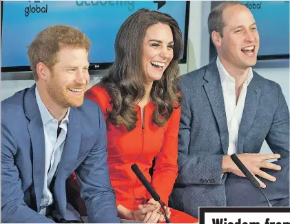  ?? Picture: DOMINIC LIPINSKI, REUTERS ?? SUCH COURAGE: Harry, Kate and Wills do their bit for charity