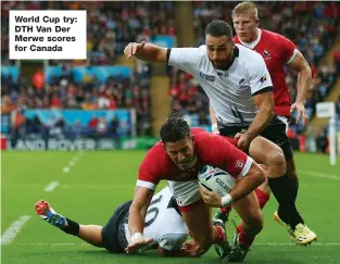  ??  ?? World Cup try: DTH Van Der Merwe scores for Canada