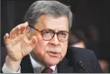  ?? NICHOLAS KAMM / AFP/Getty Images ?? Attorney General William Barr testifies before the Senate Judiciary Committee earlier this month.