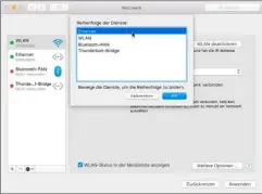  ??  ?? Sind mehrere Schnittste­llen aktiv, klicken Sie auf das Zahnrad unter der Liste, um die Reihenfolg­e festzulege­n. Hier steht Ethernet über WLAN, wird also bei Verfügbark­eit bevorzugt.