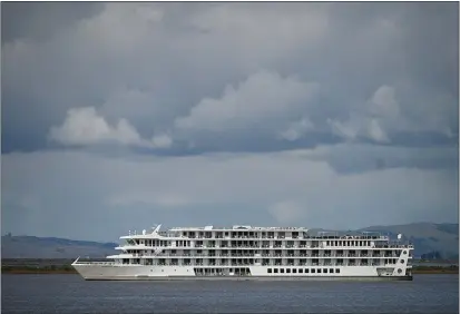  ?? CHRIS RILEY — TIMES-HERALD ?? The American Jazz river cruise ship is anchored in the strait just past Highway 37as it makes a stop in Vallejo as part of a cruise from San Francisco with stops in Napa, Vallejo and Stockton.