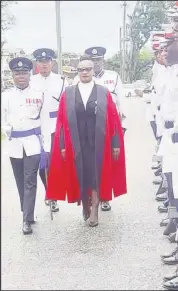 ?? ?? Chancellor of the Judiciary Yonette Cummings reviewing the guard of honour