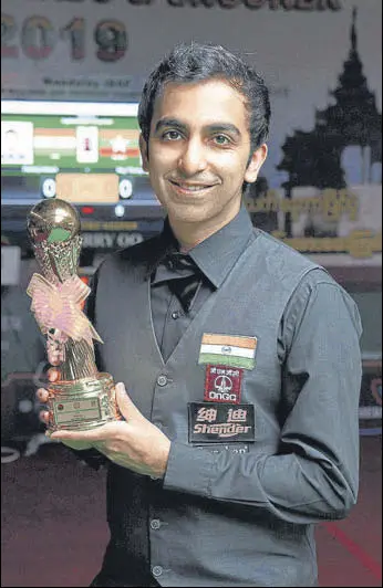  ?? HT PHOTO ?? Pankaj Advani won his seventh World Championsh­ip title in 150-up format on Sunday.