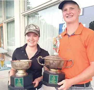  ??  ?? Les champions 2015 du Club de golf et curling, Ashley Thompson et Jared Dandy.