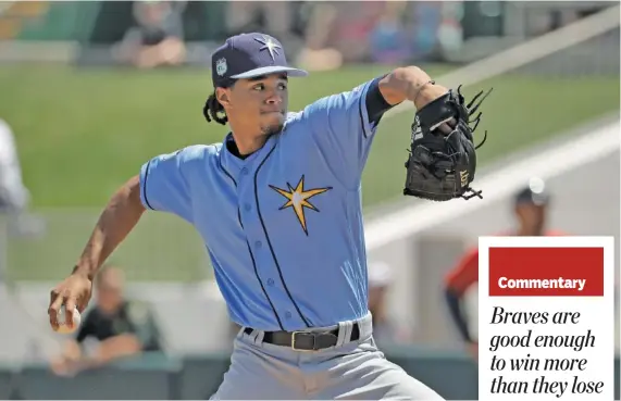  ?? THE ASSOCIATED PRESS PHOTOS ?? Tampa Bay’s Chris Archer will have the honor of throwing the first real pitch of the 2017 MLB season today when the Rays host the New York Yankees. That AL East matchup is one of three games today, with the rest of the big-league clubs opening on Monday.