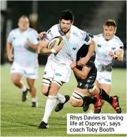  ?? ?? Rhys Davies is ‘loving life at Ospreys’, says coach Toby Booth