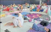  ?? NITIN KANOTRA/HT ?? People from border villages take shelter in a relief camp near Vijaypur, about 25km from Jammu, on Wednesday.