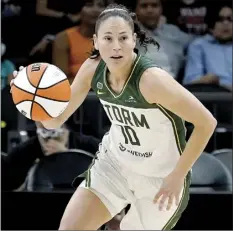  ?? AP file photo ?? Sue Bird won two national championsh­ips with UConn in 2000 and 2002, four WNBA titles with the Seattle Storm (2004, 2008, 2018 and 2020) and five Olympic gold medals with Team USA, the last in 2021.
