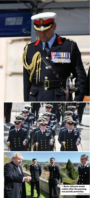  ?? Finnbarr Webster ?? > Boris Johnson meets cadets after the passingout parade yesterday