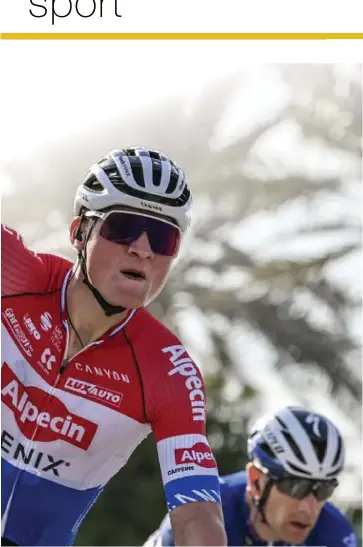  ?? FOTO AP ?? Mathieu van der Poel blijft verbazen. Drie weken na zijn vierde wereldtite­l in het veld wint de Nederlands kampioen de allereerst­e WorldTourw­edstrijd van het seizoen.