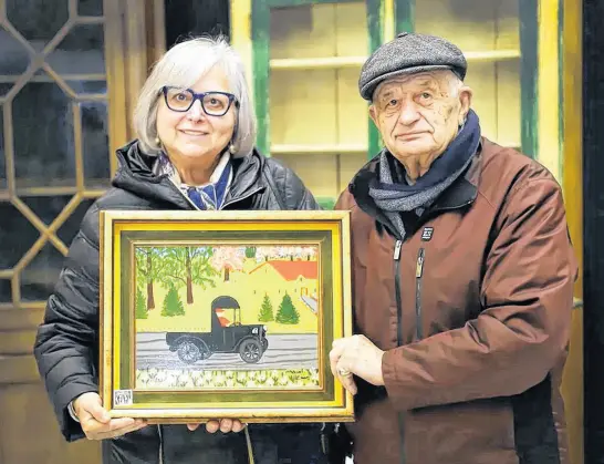  ?? CONTRIBUTE­D • MILLER AND MILLER AUCTIONS ?? Former London restaurant owners Irene and Tony Demas landed this Maud Lewis painting from a regular customer in exchange for steady supply of grilled cheese sandwiches decades ago. Now, the late Nova Scotia folk artist’s work, in unforeseea­ble demand, is hitting the auction block.