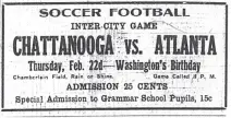  ??  ?? Tickets to the heavily promoted soccer game cost 25 cents; 15 cents for children.