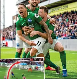  ??  ?? SCREAMER: Anthony Knockaert roars with delight after curling in a sublime winner from 26 yards (left)