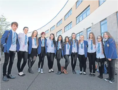  ?? Picture: Ron Cathro. ?? Grove Academy pupils protest over the cancellati­on of their last day.