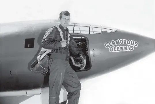  ?? GETTY IMAGES ?? Chuck Yeager beside his Bell X-1 supersonic aircraft, named after his wife, at Muroc Lake, California, in October 1947.