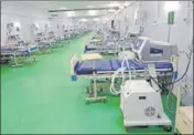  ?? ANI ?? The centrally air-conditione­d facility with the newly added beds at DRDO hospital in Khonomh, Srinagar, on Wednesday.