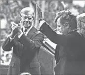  ?? Associated Press ?? PRESIDENT Carter, left, with Sen. Edward M. Kennedy during the 1980 Democratic convention.