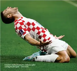  ?? ?? Croatia’s Andrej Kramaric celebrates after scoring his first goal. — reuters