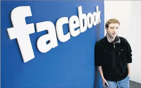  ?? Paul Sakuma Associated Press ?? FACEBOOK, which has thus far averted major regulation, is now the focus of federal and state probes. Above, Mark Zuckerberg in 2007.