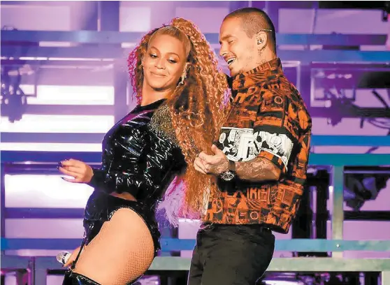  ?? ESPECIAL ?? Beyoncé y el colombiano J Balvin hicieron mancuerna en el tema “Mi gente”.