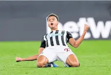  ??  ?? Newcastle’s Jacob Murphy after his free-kick leveller.