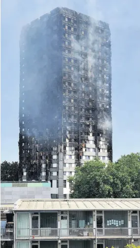  ??  ?? The Grenfell fire disaster in 2017, which led to the deaths of 72 people