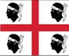  ?? ?? The Sardinian flag today, left, and the version until 1999 of the four Moors